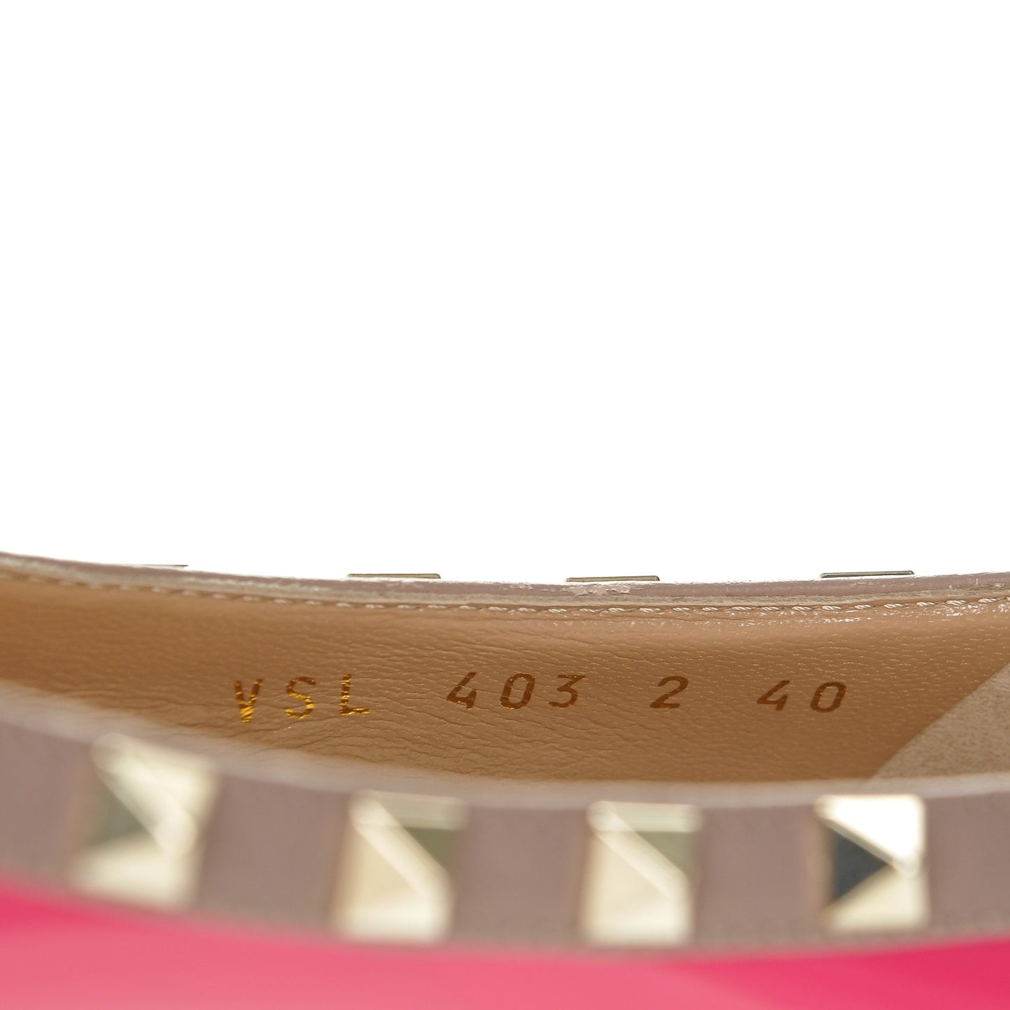 Patent Nappa Rockstud Ballerina Flats 40 Peony Poudre