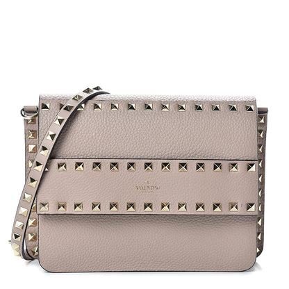 Valentino Garavani Pebbled Calfskin Rockstud Side Slip Crossbody Poudre 1 of 11