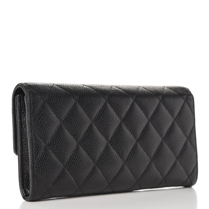 Chanel Caviar Quilted Large Gusset Flap Wallet Black 3 of 14