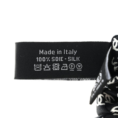 Chanel Silk Twill CC Scarf Hair Tie Black White 4 of 6