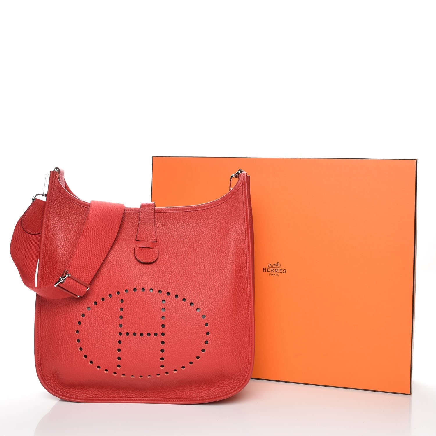Hermes Taurillon Clemence Evelyne III GM Rouge Casaque 8 of 8