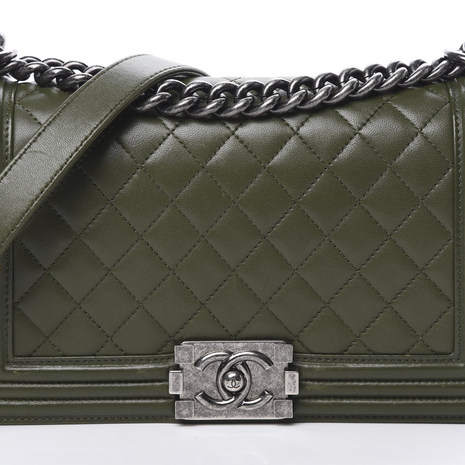 Chanel Lambskin Quilted Medium Boy Flap Khaki 9 of 19