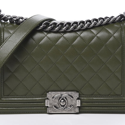 Chanel Lambskin Quilted Medium Boy Flap Khaki 9 of 19