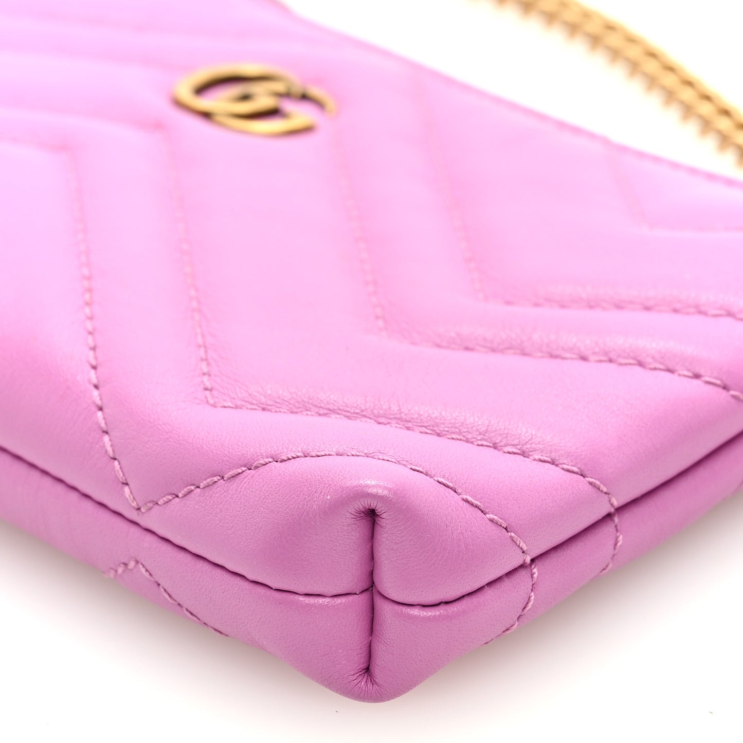 Calfskin Matelasse Mini GG Marmont Chain Bag Candy Mousse