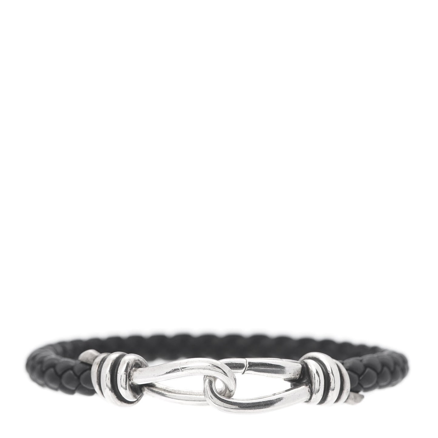 Sterling Silver Calfskin Paloma Picasso Knot Single Braid Bracelet Black