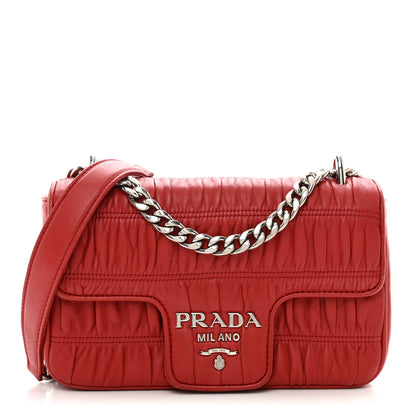 Prada Nappa Gaufre Small Chain Flap Shoulder Bag Fuoco 1 of 12