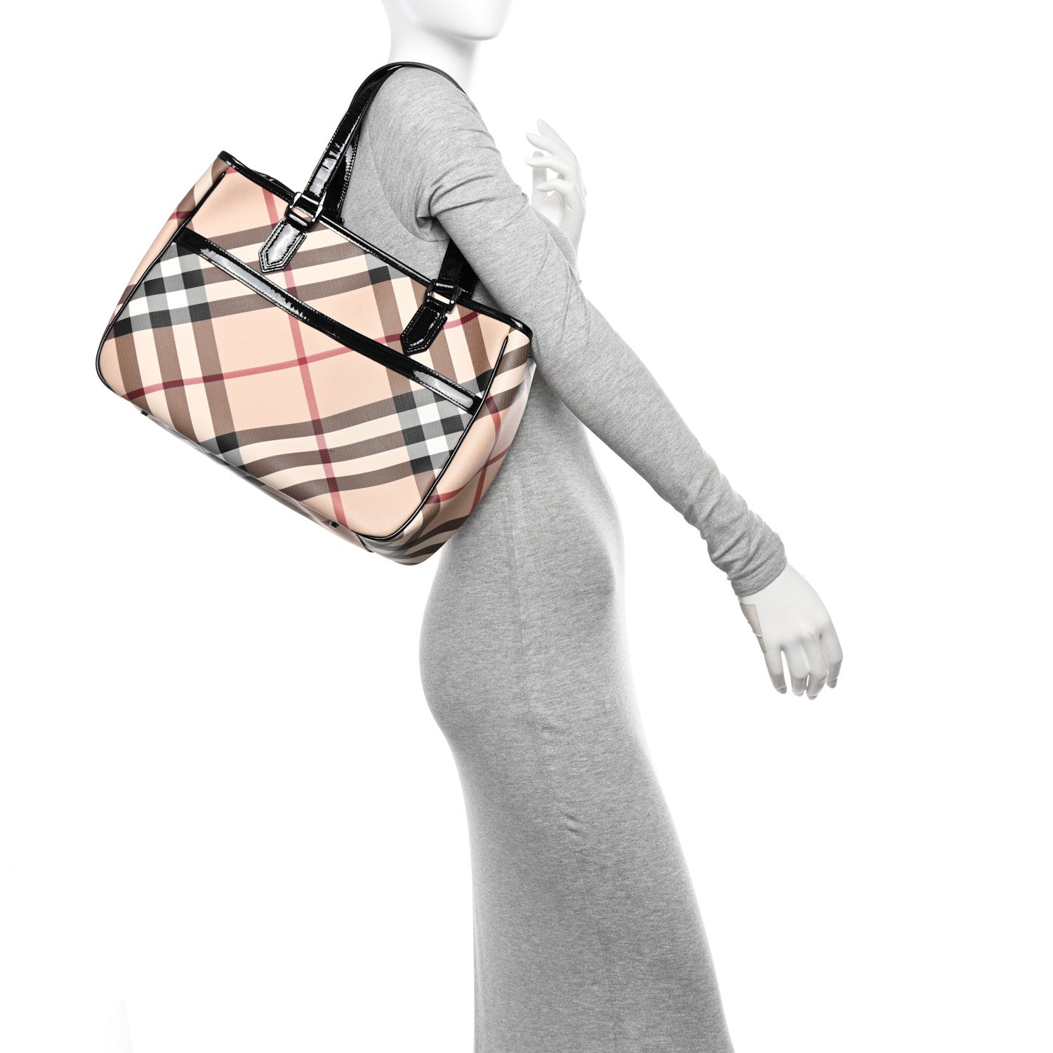 Burberry Nova Check Patent Medium Emmy Tote Black 2 of 11