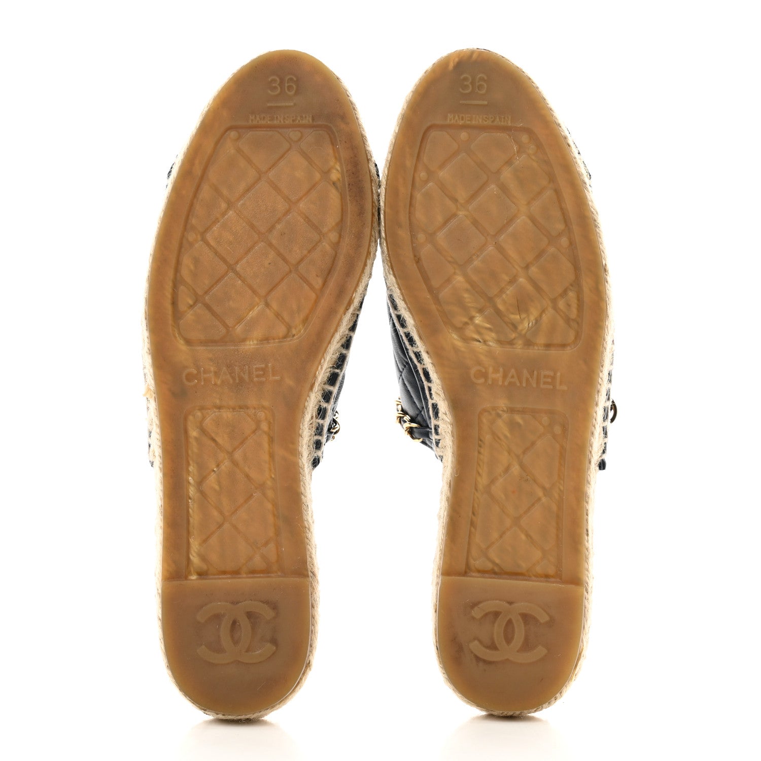Chanel Lambskin Quilted CC Chain Espadrille Mules 36 Black Navy 5 of 9
