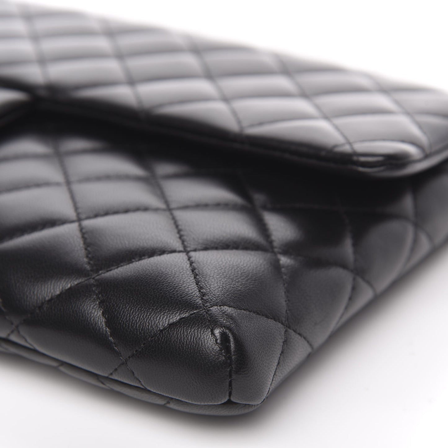 Lambskin Quilted Flap Clutch Black