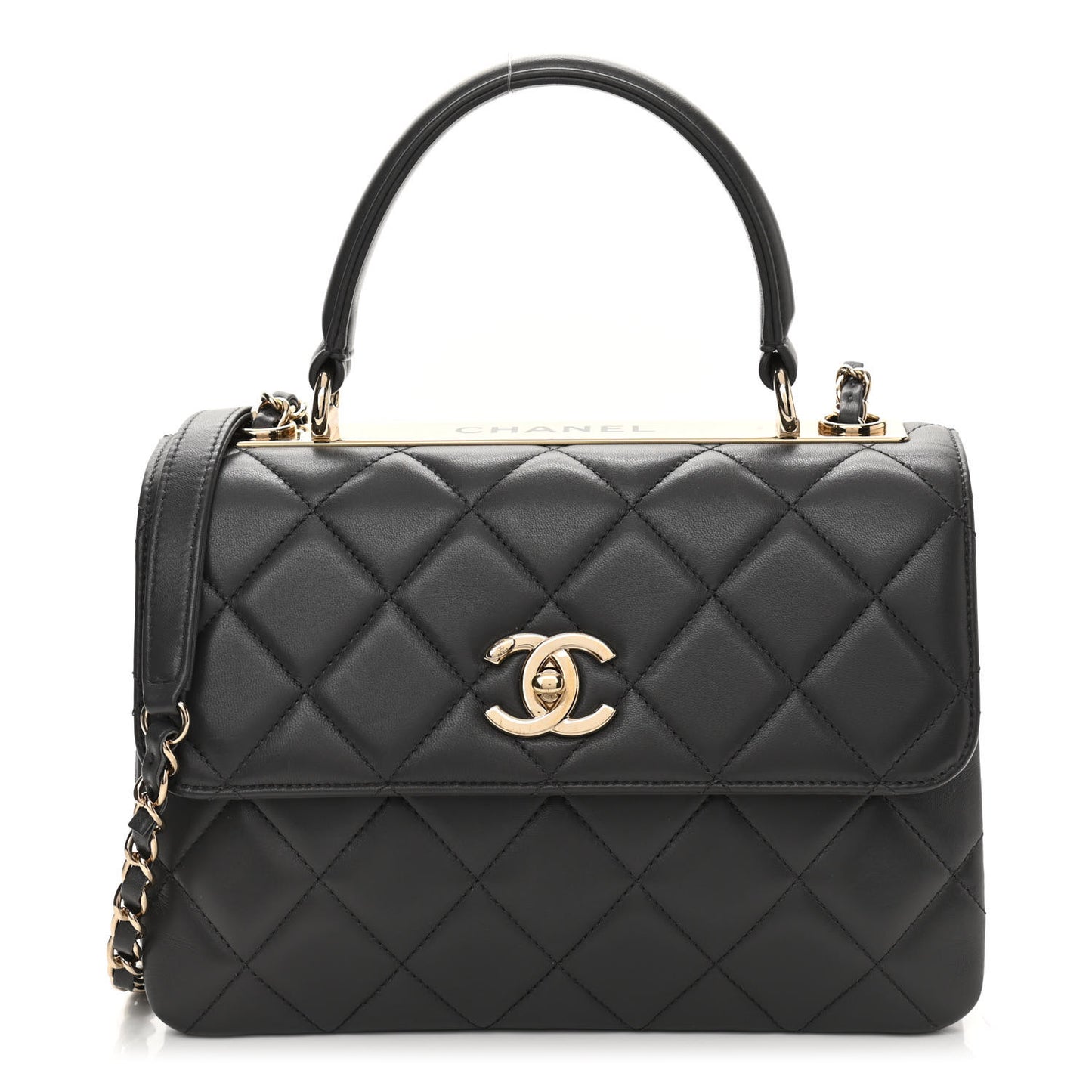 Lambskin Quilted Small Trendy CC Flap Dual Handle Bag Grey