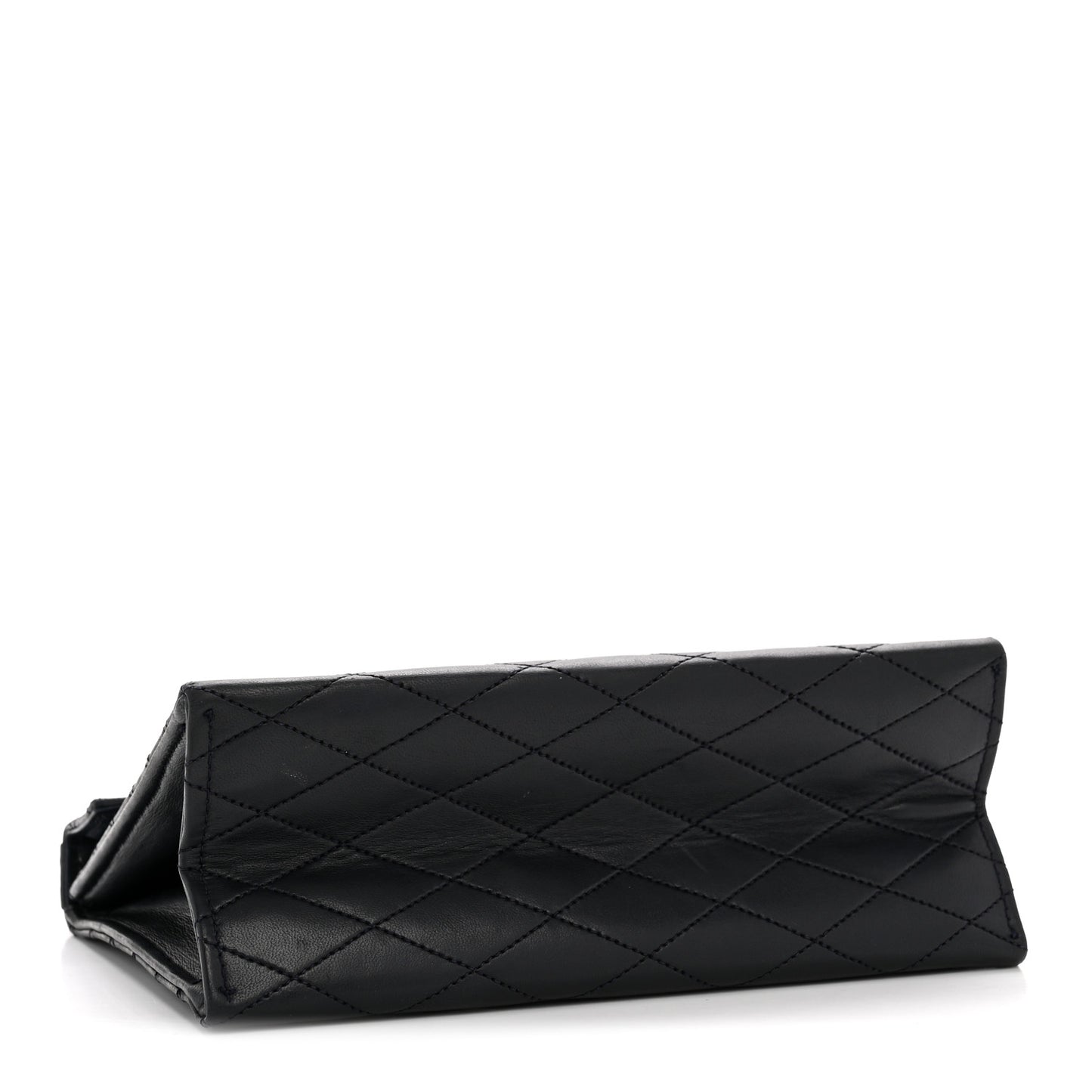 Lambskin Diamond Stitch Envelope Single Flap Black