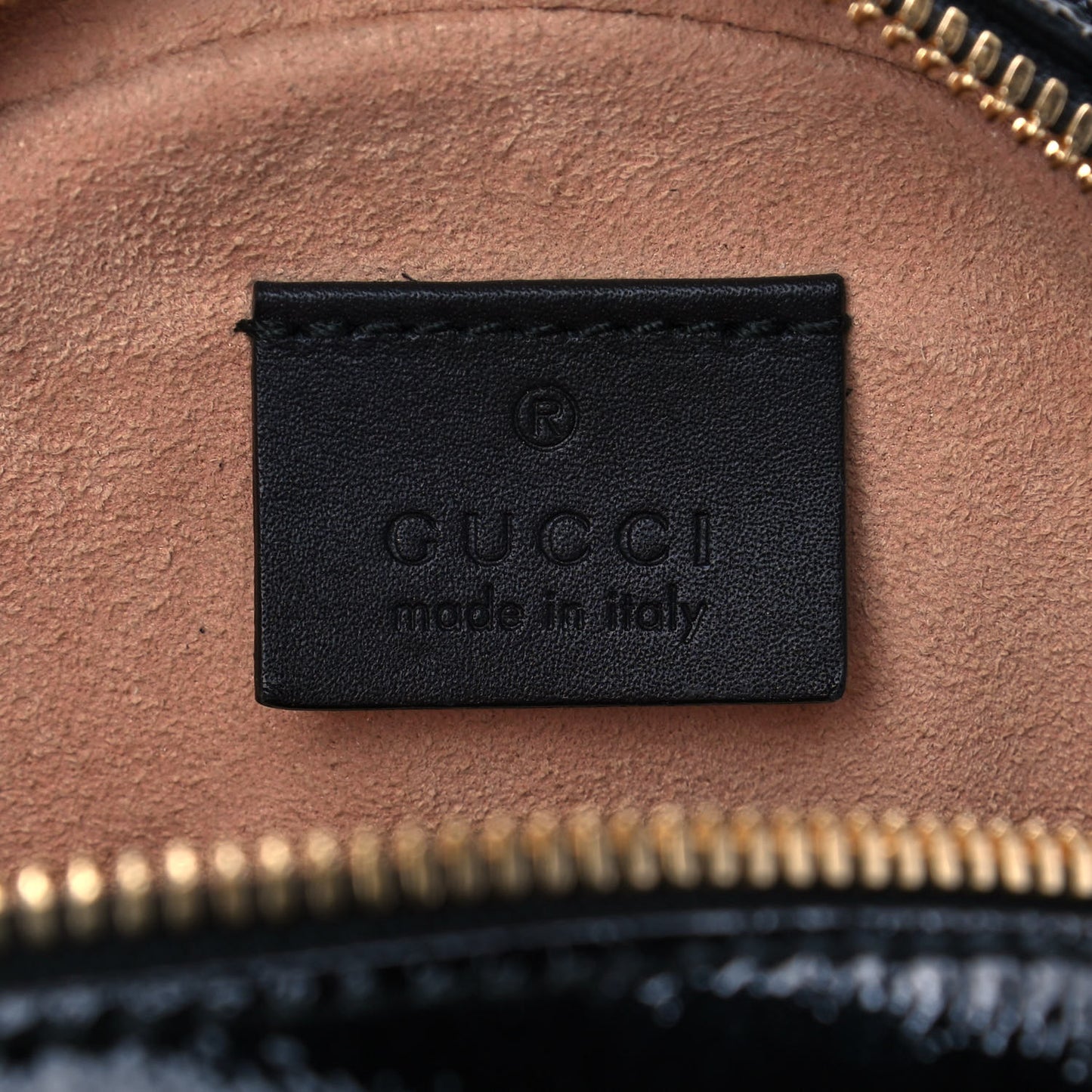 Suede Patent Web Mini Ophidia Round Shoulder Bag Black