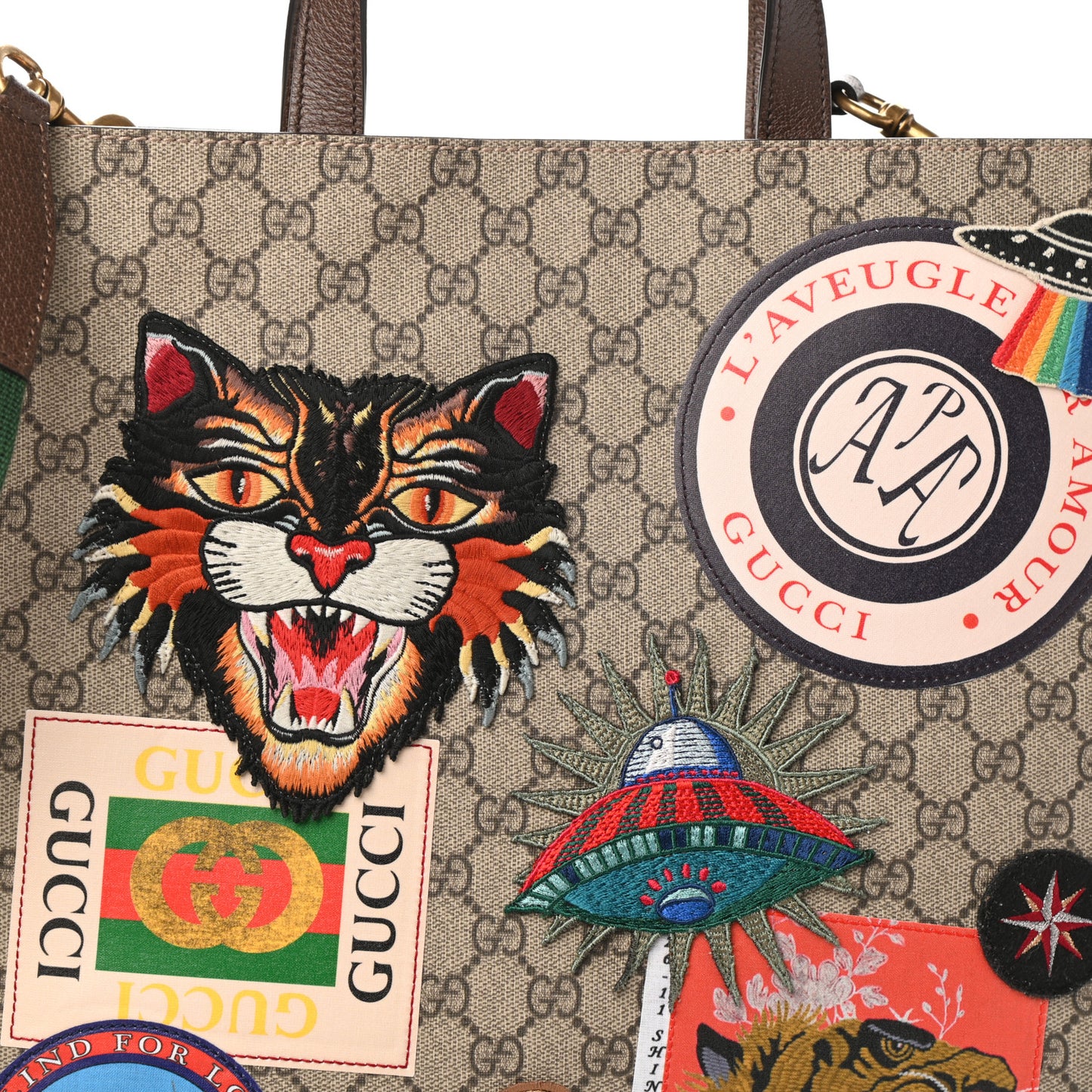 Soft GG Supreme Monogram Courrier Vertical Tote Beige New Acero