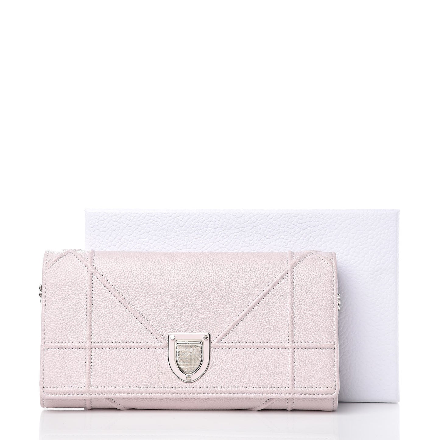 Grained Calfskin Diorama Croisiere Chain Wallet Pink