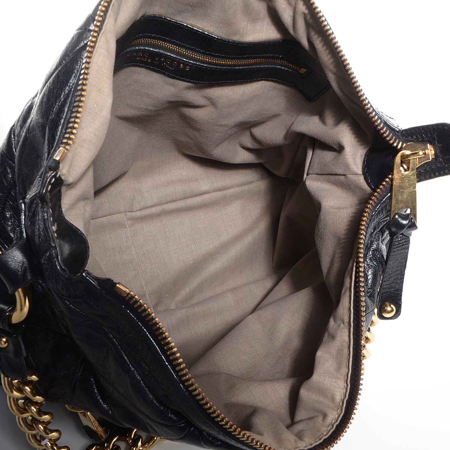 Leather Patchwork Multipocket Hobo Black