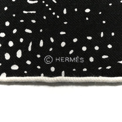 Hermes Silk Cashmere Clair De Lune Shawl 140 Black White 4 of 5