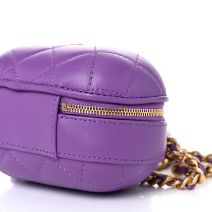 Chanel Lambskin Quilted CC Bubble Vanity Case With Chain Purple 9 of 9