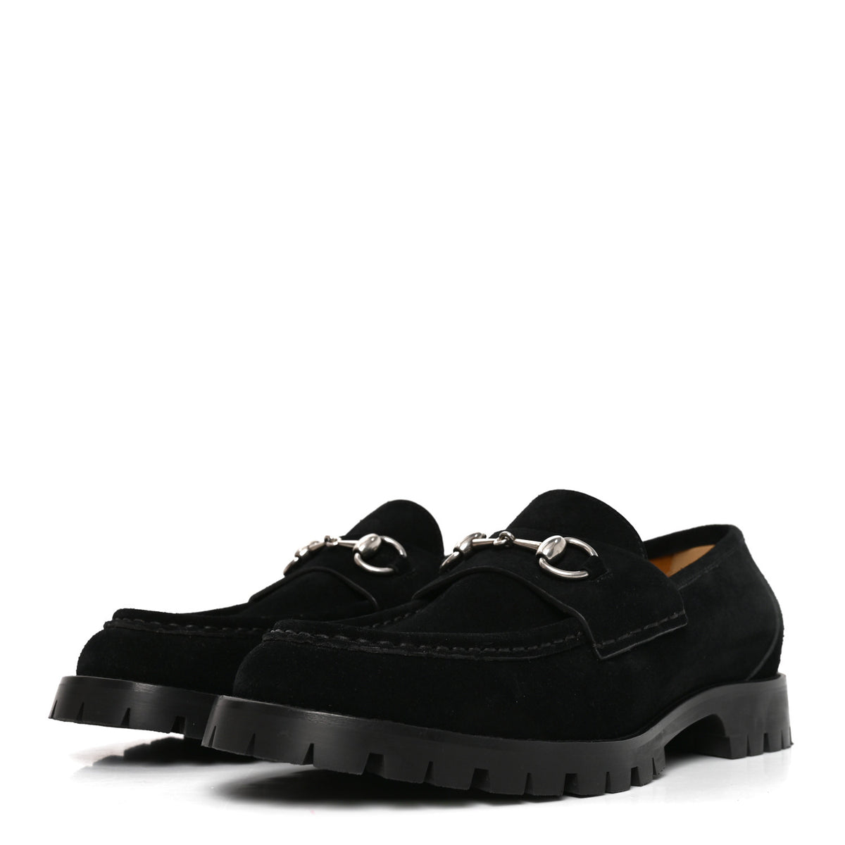 Gucci Suede Mens Horsebit Loafers 7.5 Black 3 of 8