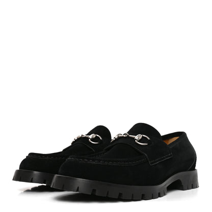 Gucci Suede Mens Horsebit Loafers 7.5 Black 3 of 8