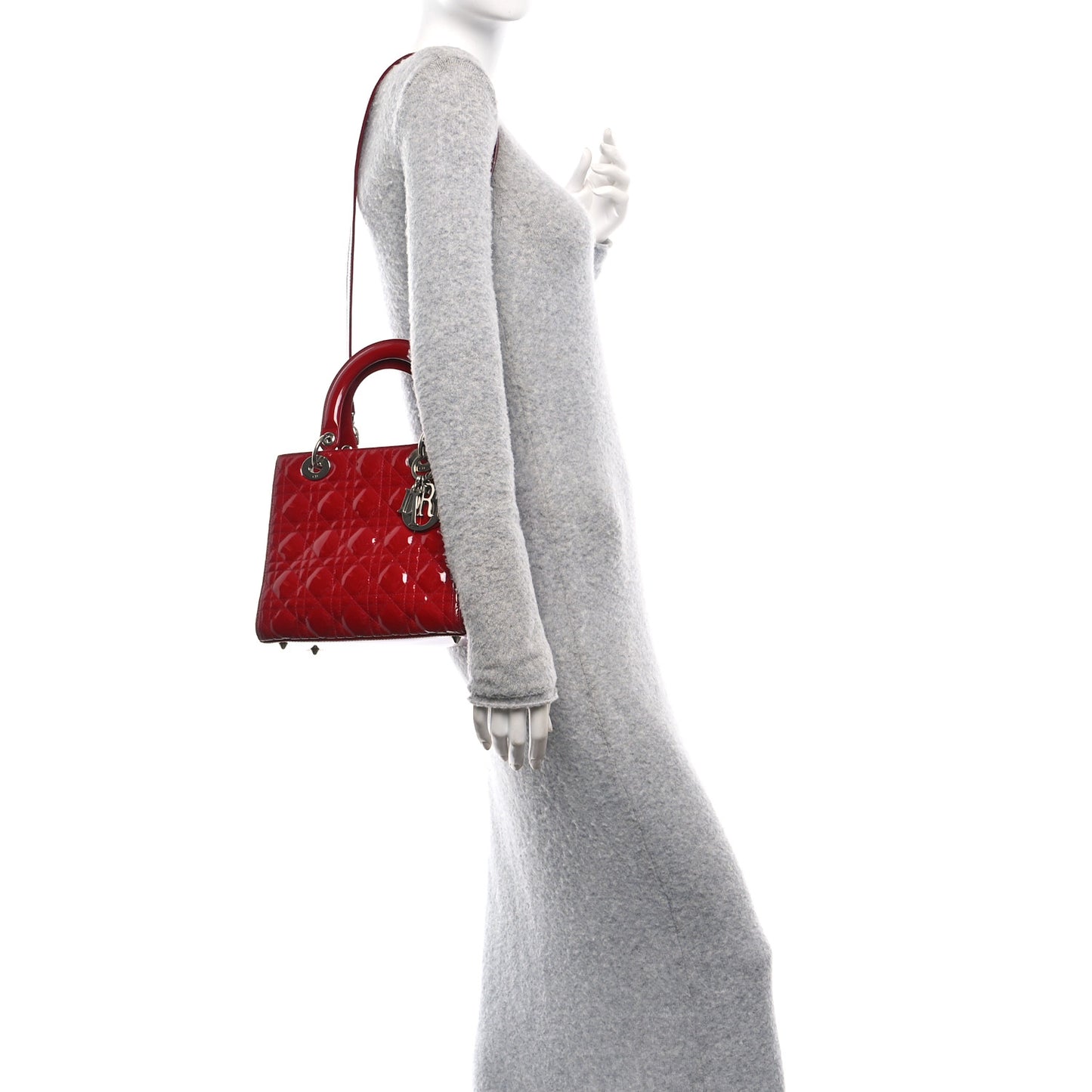 Patent Cannage Medium Lady Dior Red