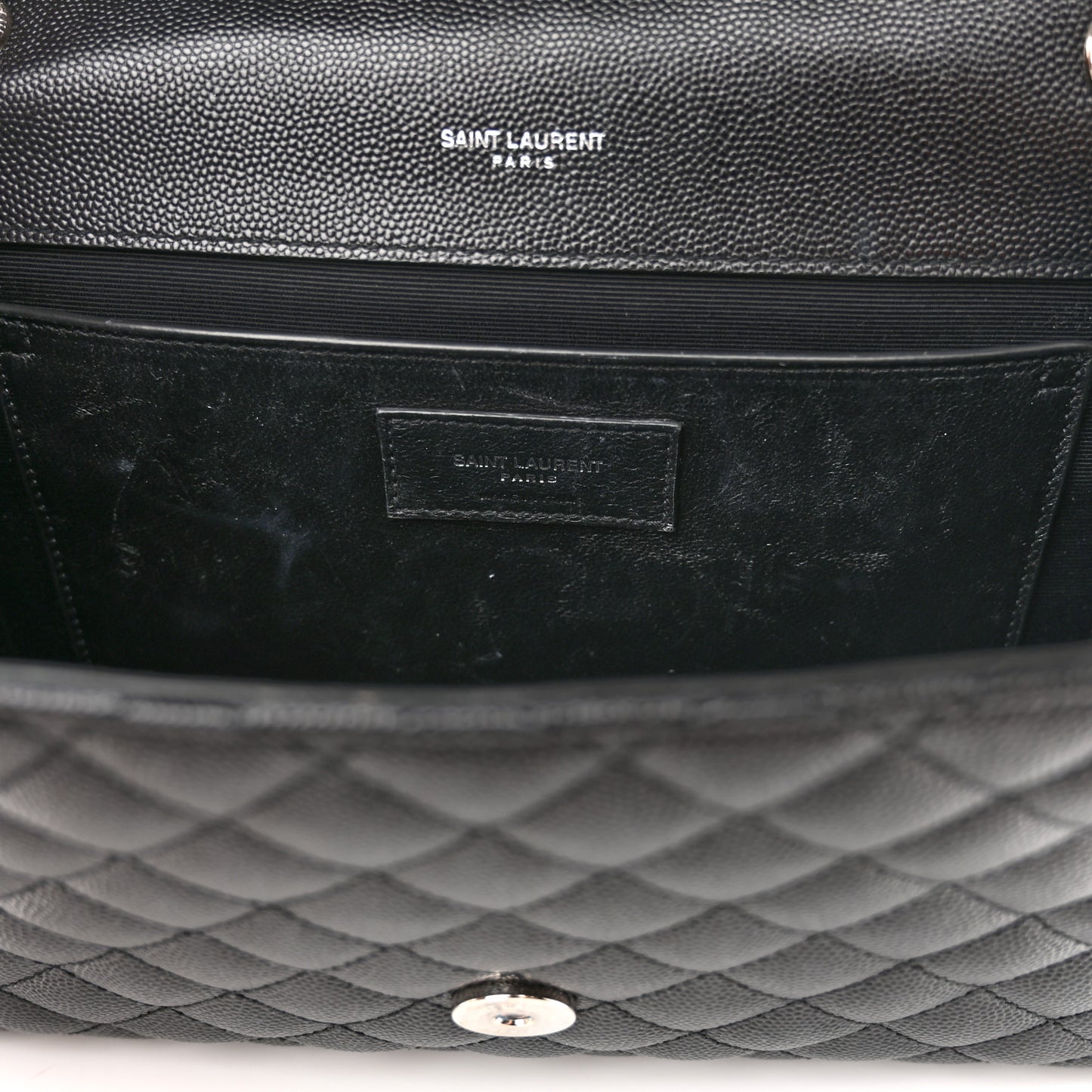 Grain De Poudre Textured Mixed Matelasse Triquilt Medium Monogram Satchel Black
