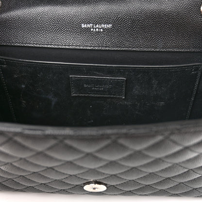 Saint Laurent Grain De Poudre Textured Mixed Matelasse Triquilt Medium Monogram Satchel Black 11 of 13