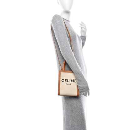 Celine Canvas Calfskin Mini Vertical Cabas Natural Tan 2 of 9