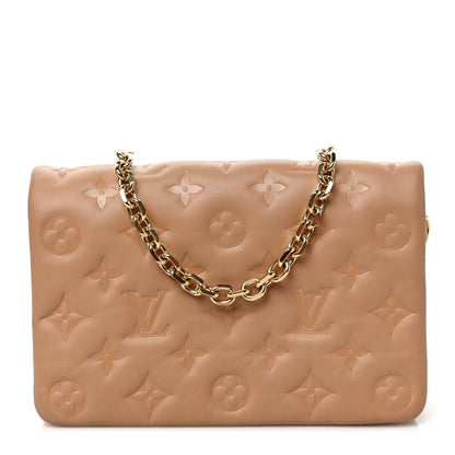 Louis Vuitton Lambskin Embossed Monogram Pochette Coussin Camel 1 of 9