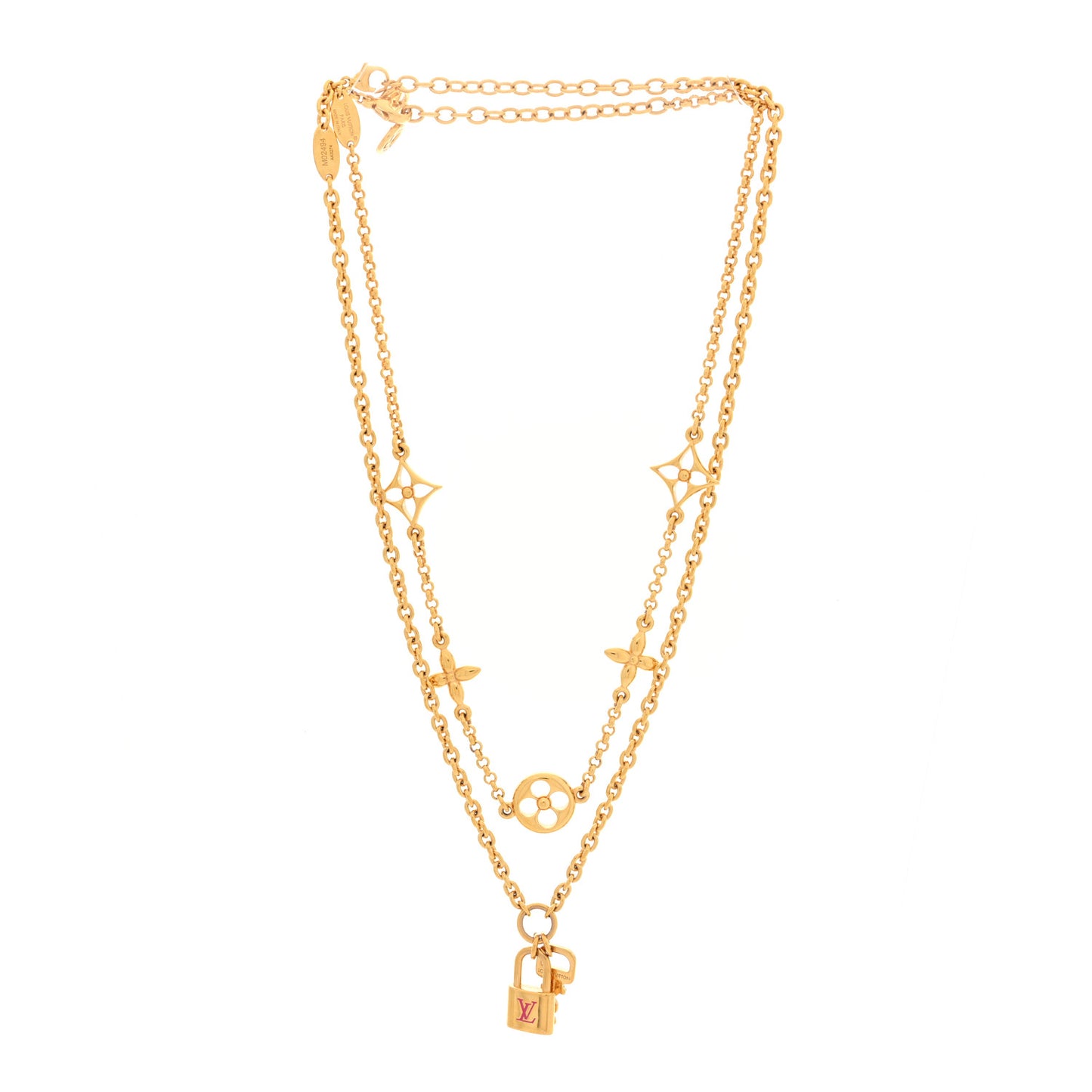 Metal Monogram LV Iconic Charms Necklace Gold