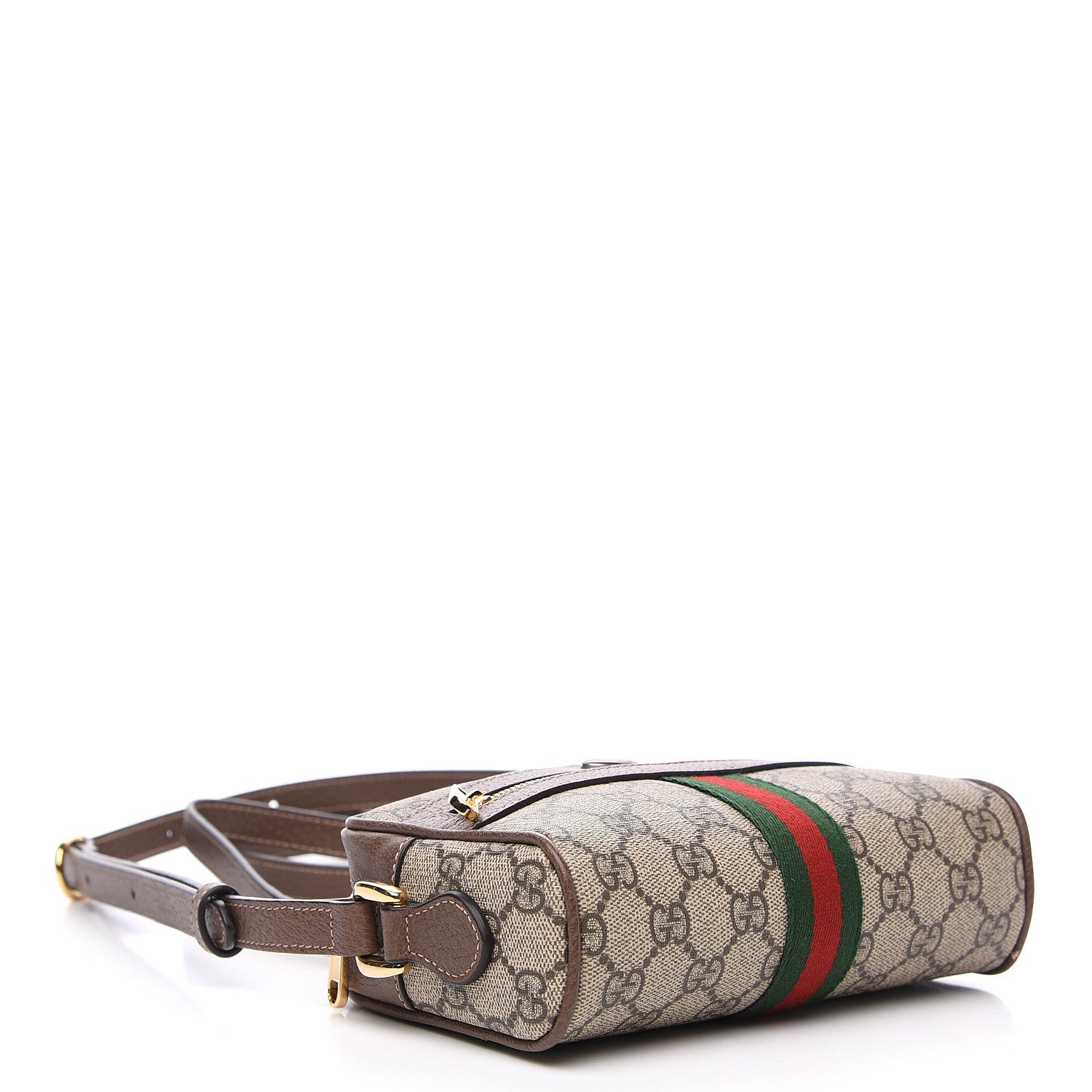 Gucci GG Supreme Monogram Web Mini Ophidia Shoulder Bag Brown 3 of 9