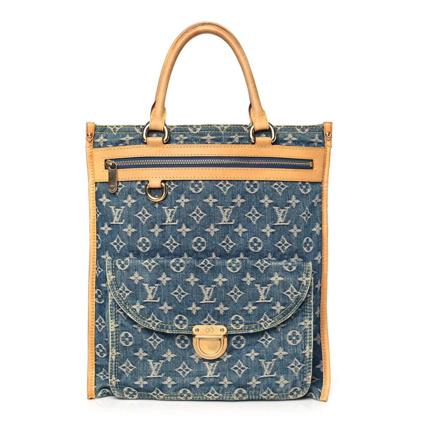 Monogram Denim Sac Plat Blue