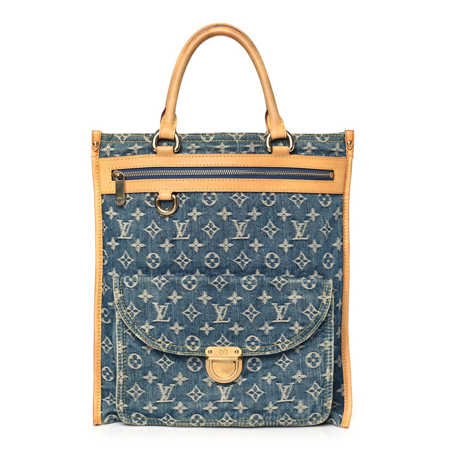 Louis Vuitton Monogram Denim Sac Plat Blue 1 of 13