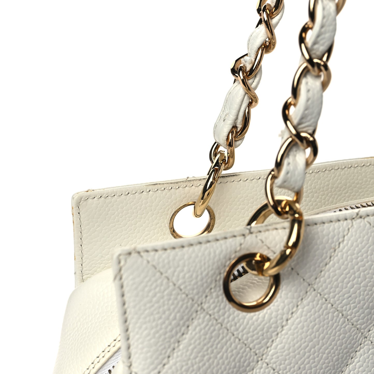 Caviar Quilted Petit Timeless Tote PTT White