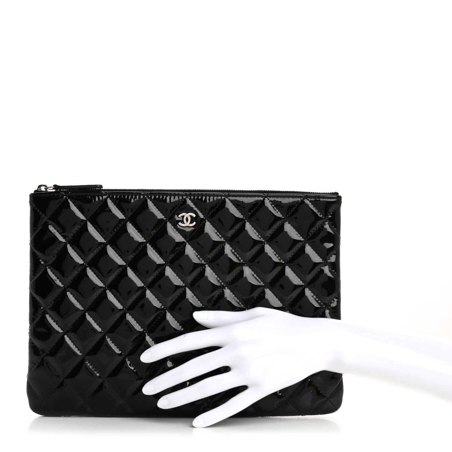 Chanel Patent Calfskin Quilted Medium Cosmetic Case Black 2 of 11