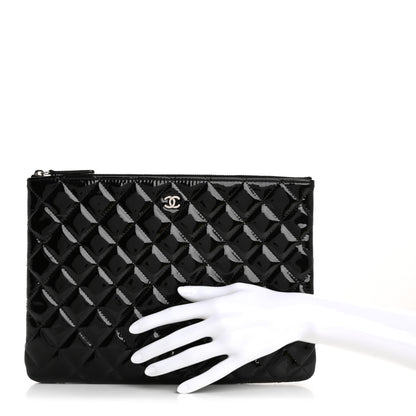 Chanel Patent Calfskin Quilted Medium Cosmetic Case Black 2 of 11