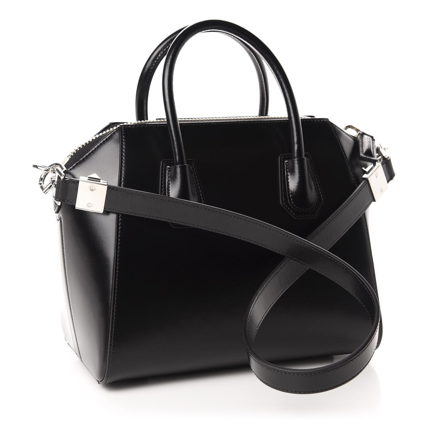 Shiny Lord Calfskin Small Antigona Black