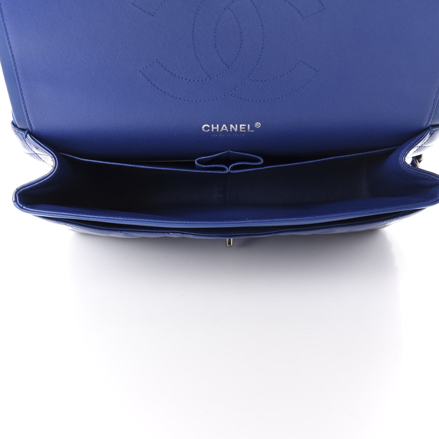 Patent Quilted Jumbo Double Flap Blue