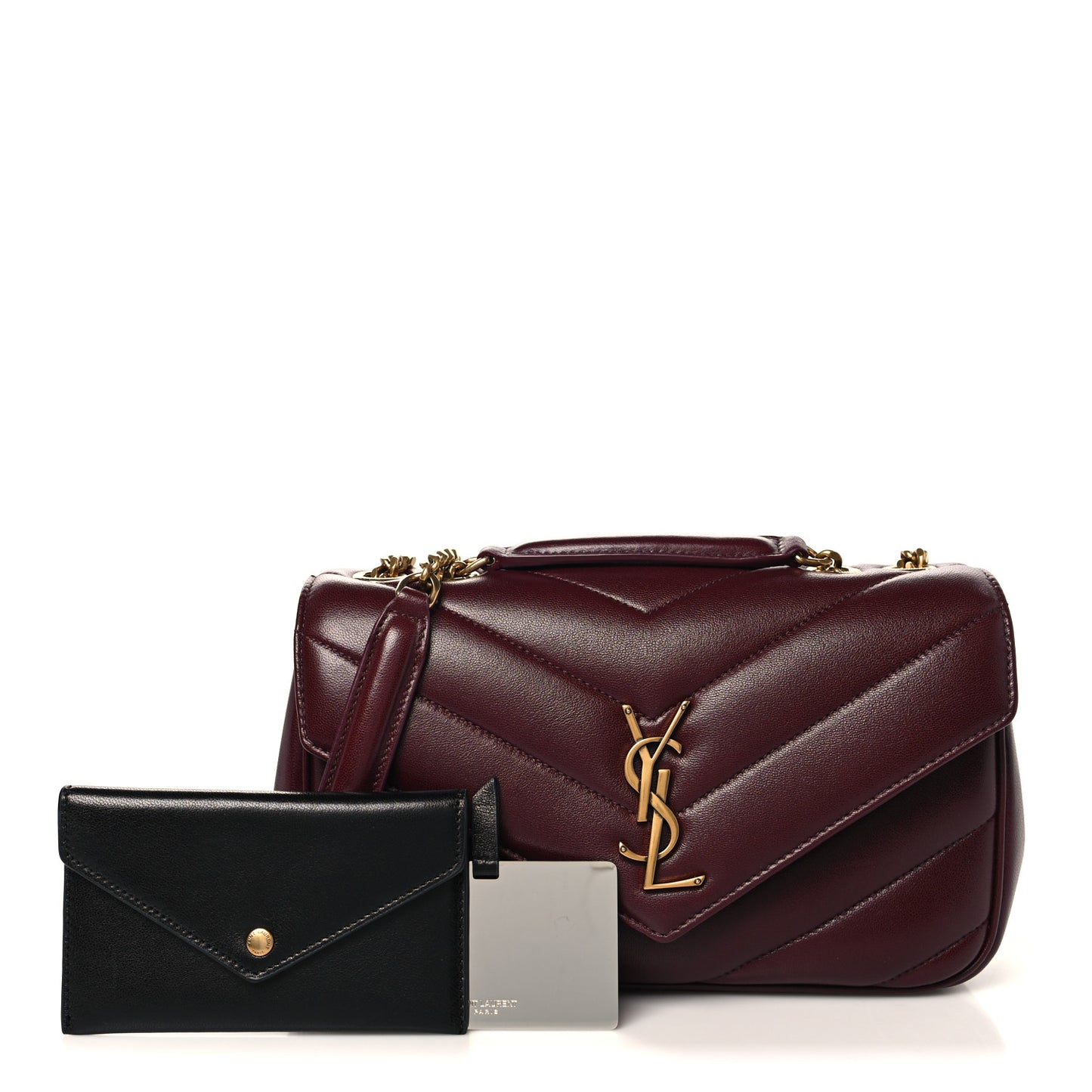 Lambskin Chevron Quilted Small Loulou Rouge Cabernet
