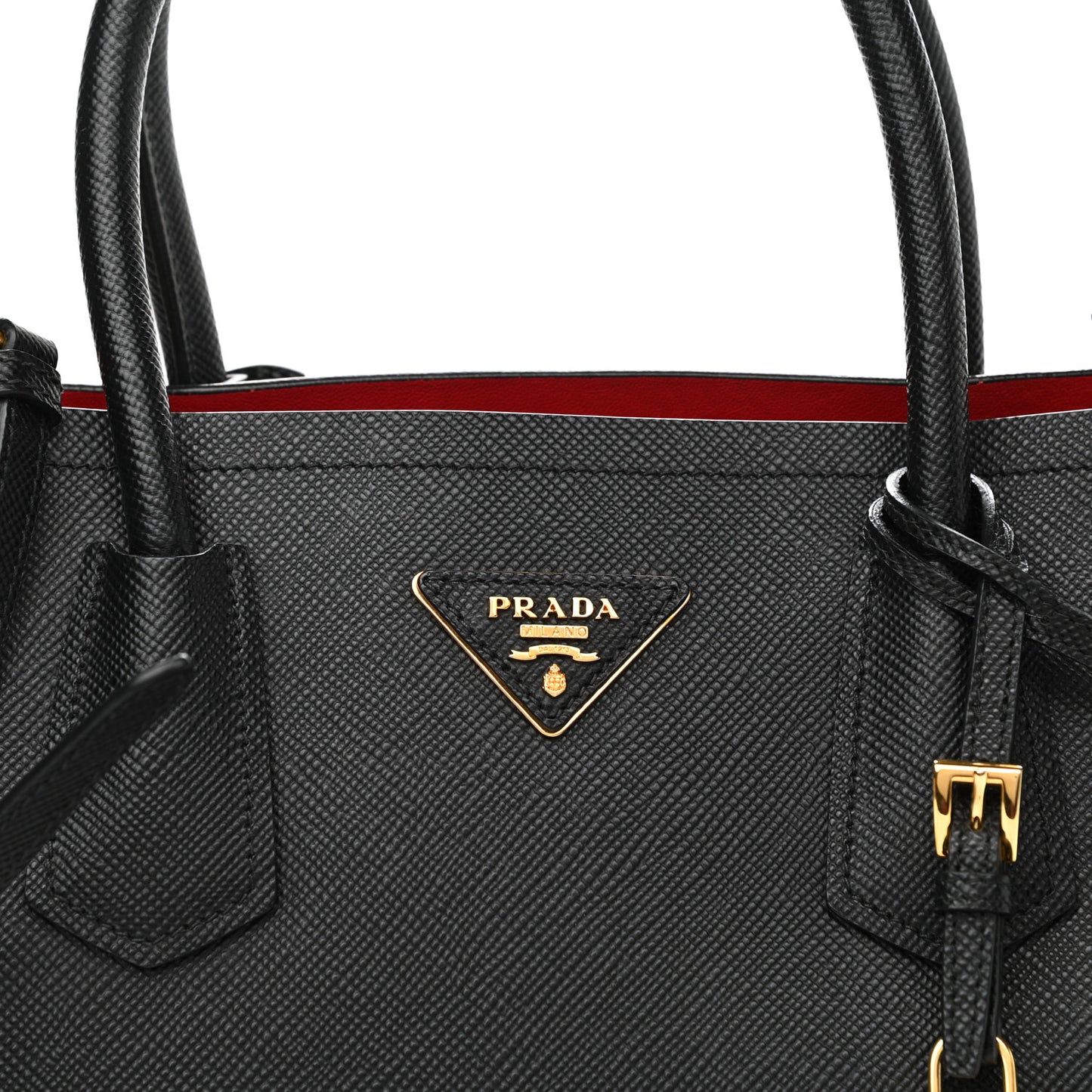 Saffiano Cuir Medium Double Bag Black Fuoco
