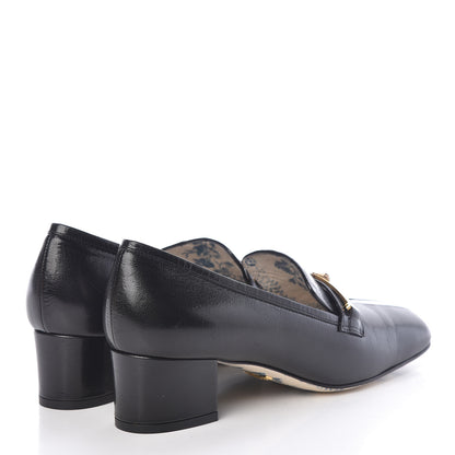 Gucci Goatskin Feline Ginger Loafer Pumps 37 Black Light Brown 4 of 8