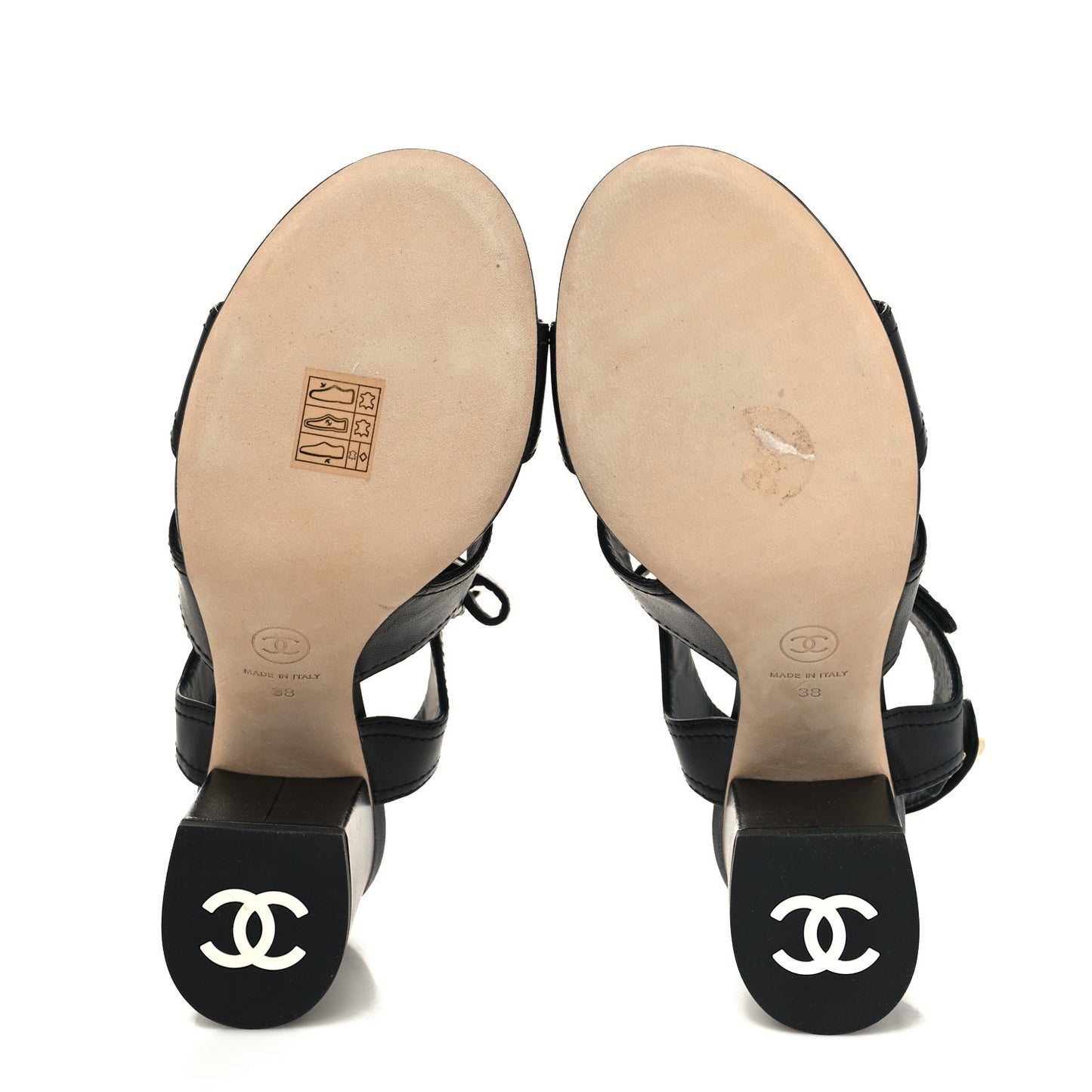 Goatskin CC Turnlock Sandals 38 Black