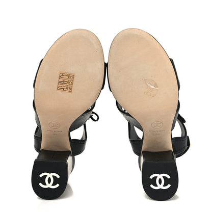 Chanel Goatskin CC Turnlock Sandals 38 Black 5 of 8