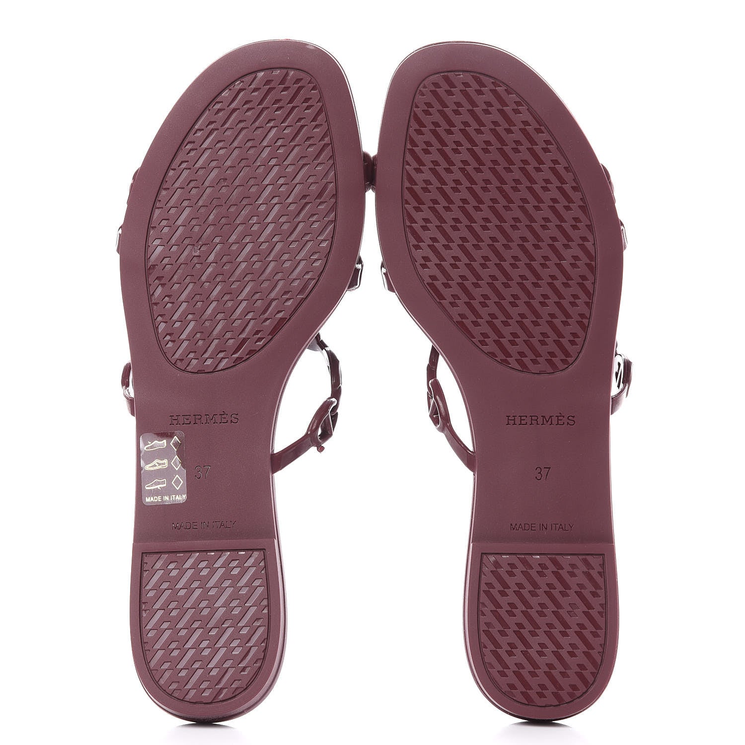 Hermes Rubber Chaine d'Ancre Rivage Sandals 37 Bordeaux 7 of 8