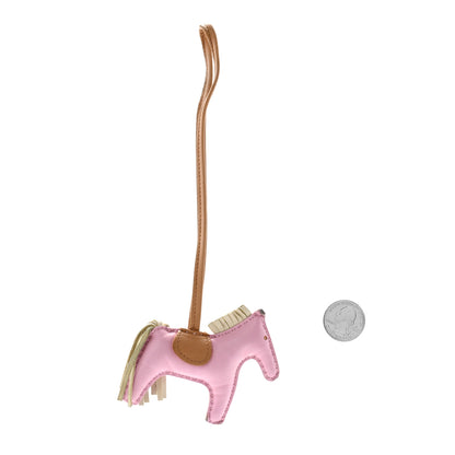 Hermes Milo Lambskin Grigri Rodeo Horse Bag Charm PM Mauve Sylvestre Craie Chai 2 of 5