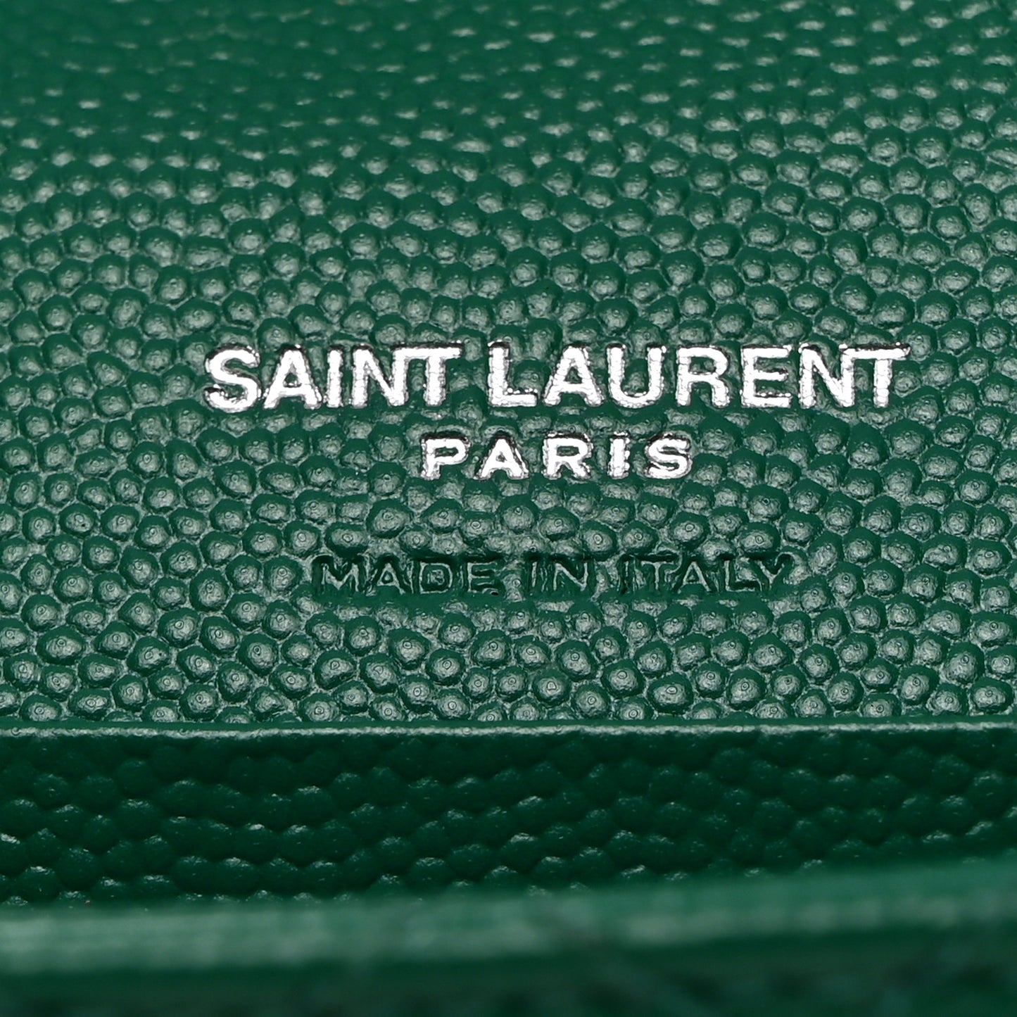 Grain De Poudre Textured Mixed Matelasse Triquilt Small Monogram Envelope Wallet Green