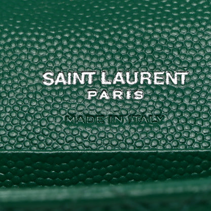 Saint Laurent Grain De Poudre Textured Mixed Matelasse Triquilt Small Monogram Envelope Wallet Green 6 of 8