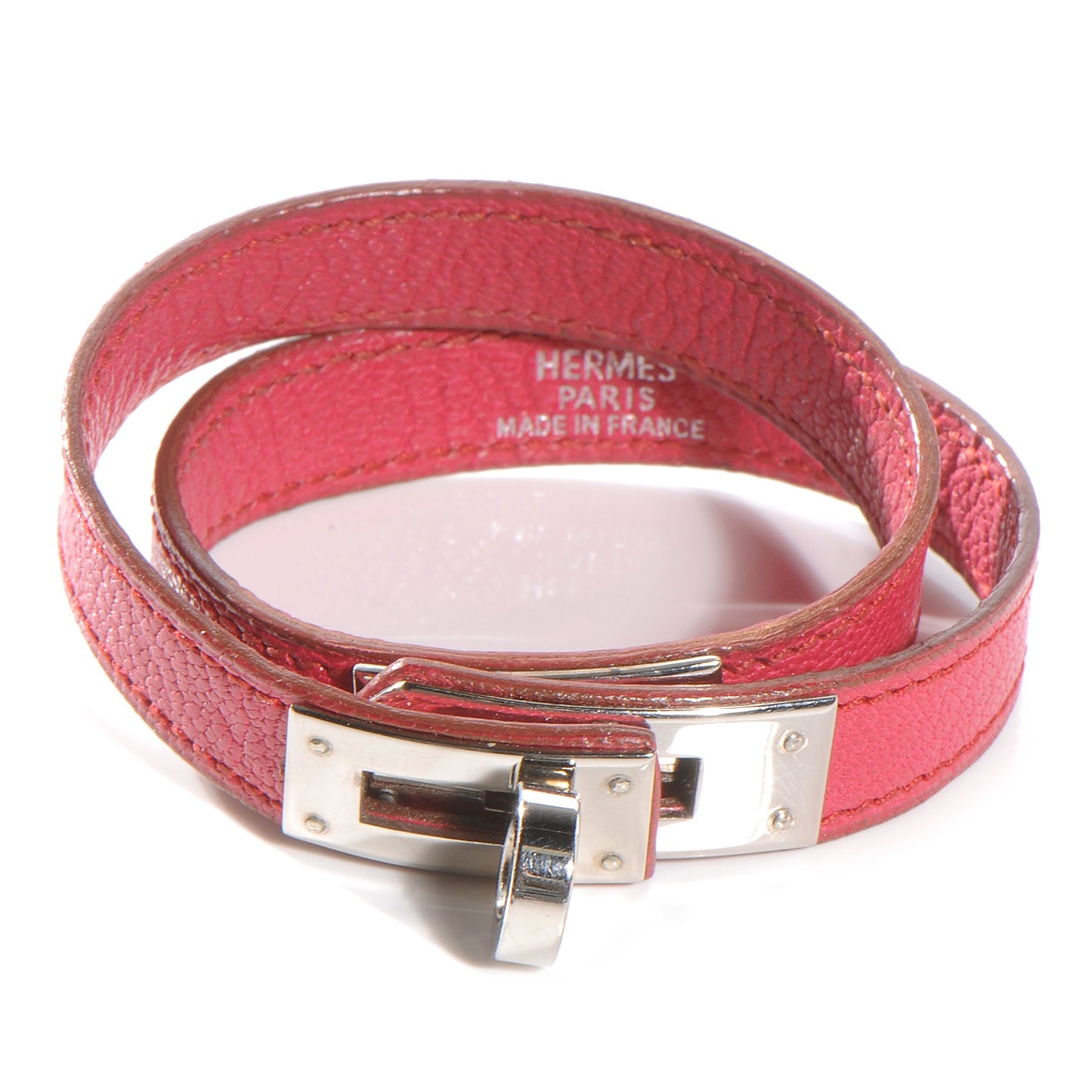 Hermes Chevre Mysore Kelly Double Tour Bracelet Small Fuchsia 1 of 6