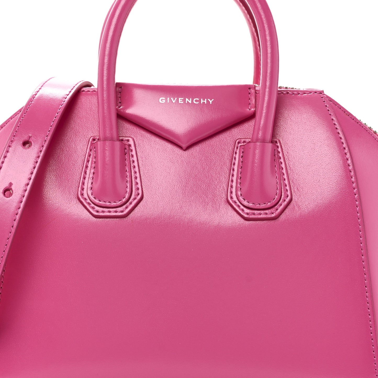 Shiny Lord Calfskin Mini Antigona Neon Pink