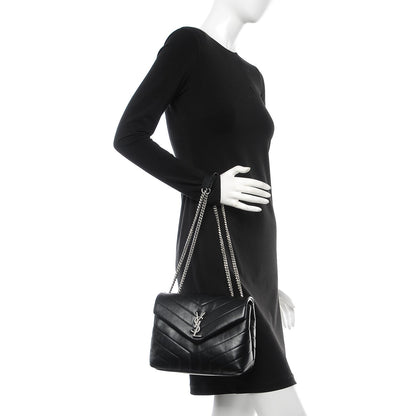 Saint Laurent Calfskin Y Quilted Monogram Small Loulou Chain Satchel Black 2 of 9
