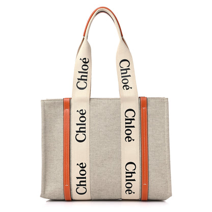 Chloe Cotton Calfskin Medium Woody Ribbon Tote Terracotta Orange 1 of 9